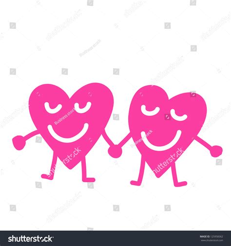 Two Pink Hearts Hold Hand Valentine Stock Vector Royalty Free