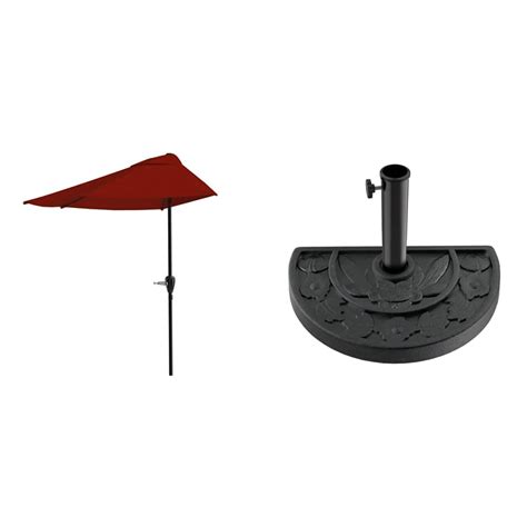 Pure Garden 9 Foot Half Patio Umbrella Easy Crank Semicircle Opening