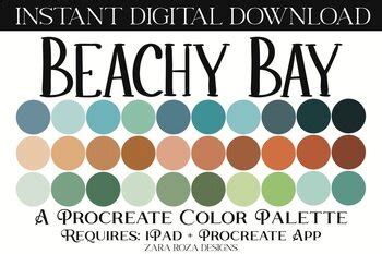 Beachy Bay Procreate Color Palette 30 Swatches By Zara Roza TPT