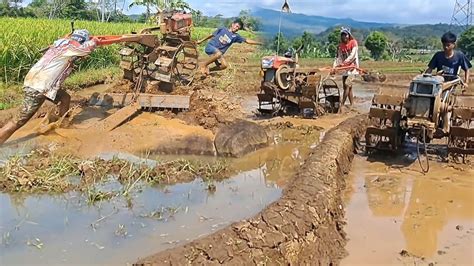 Kompak Dua Traktor Sawah Joki Muda Meratakan Tanah YouTube