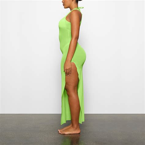 Mesh Long Tank Dress Neon Green Mesh Long Tank Dress Neon Green