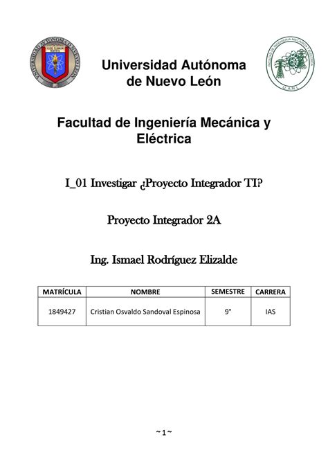 Proyecto Integrador TI Universidad Autónoma de Nuevo León Facultad de