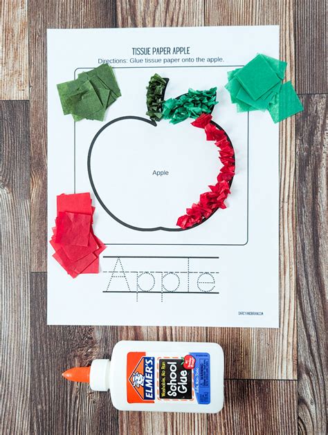 Easy Tissue Paper Apple Craft for Preschoolers | Free Template