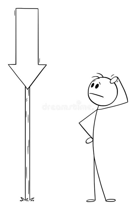 Person Looking For Way Down Vector Cartoon Stick Figure Illustration Stock Illustration