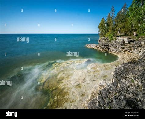 Cave Point County Park Am Lake Michigan In Door County Wisconsin