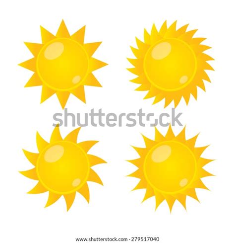 Set Glossy Sun Icons Vector Illustration Stock Vector Royalty Free