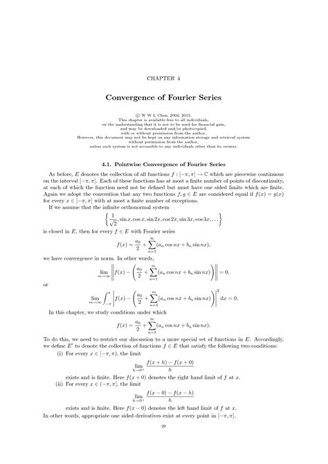 Solution Ch 4 Convergence Of Fourier Series Fourier Series And