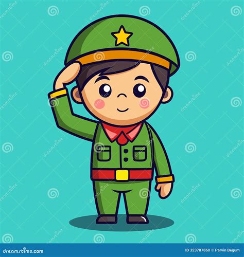 Soldier Salute Cartoon Vector Icon Illustration Stock Vector