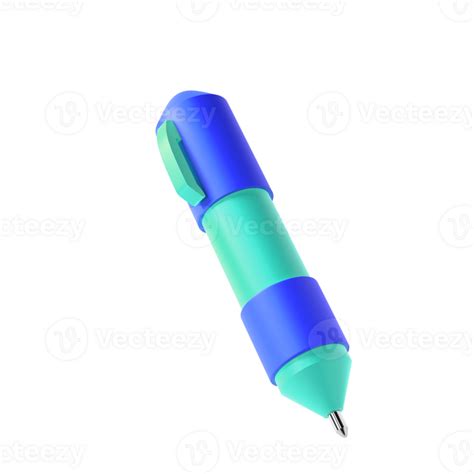 D Rendering Icon Office School Pen Stationery Writing Blue And