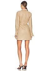 SIMKHAI Lo Faux Leather Wrap Mini Dress In Nutmeg REVOLVE