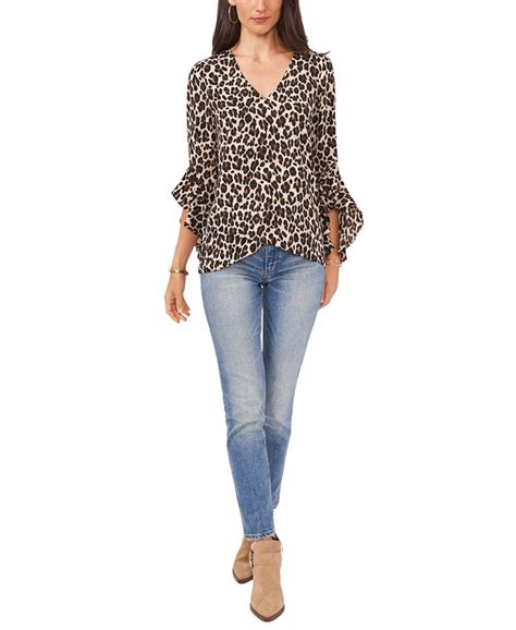 Vince Camuto Tiered Sleeve Leopard Print Top Macys