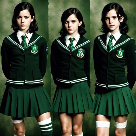 Young Emma Watson Black Hair Wearing A Slytherin U By Denkideck On