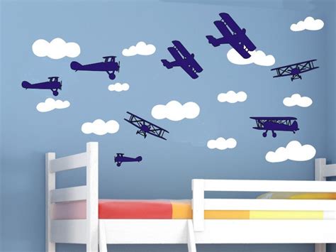 Baby Boy Nursery Wall Decals Airplane Wall Decals Cloud Decal - Etsy