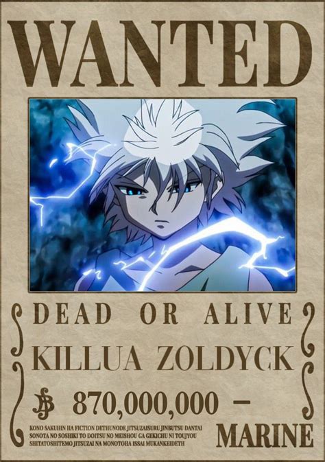 Hunter X Hunter Killua Zoldyck Wanted Poster Poster Jepang