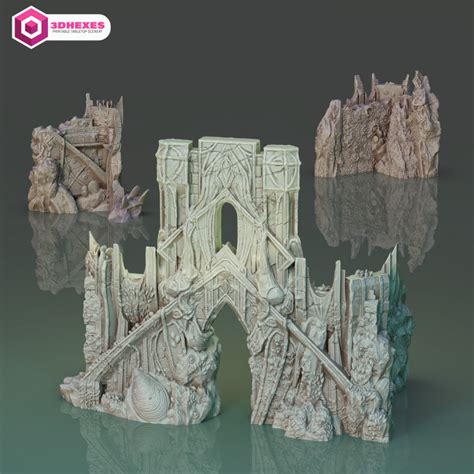 3D Printable Sunken Ruins - Sunken City by 3DHexes