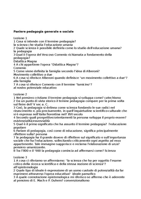 Paniere Pedagogia Generale E Sociale Paniere Pedagogia Generale E