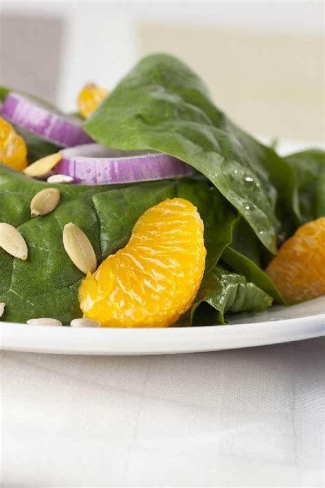 Vegan Asian Spinach Salad With Mandarin Oranges And Avocado In A Sesame