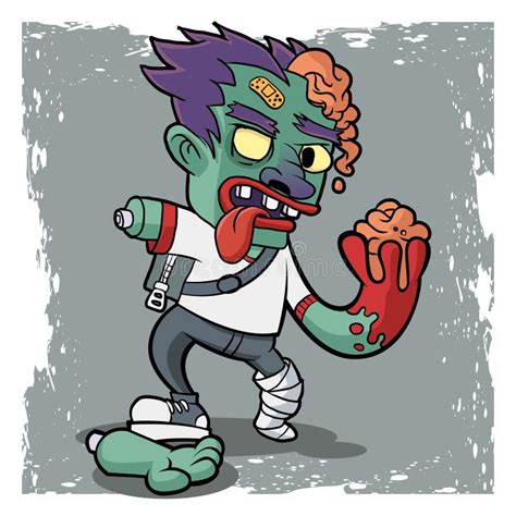 Green Zombie With Brains Stock Vector Illustration Of Monster 71940068