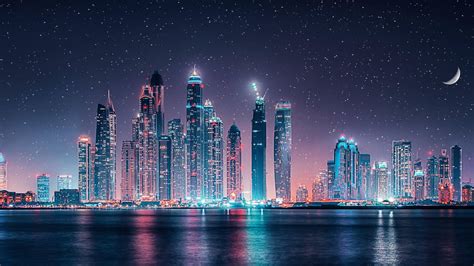 Download Ultra Hd Dubai Skyline Under Stars Laptop Wallpaper ...