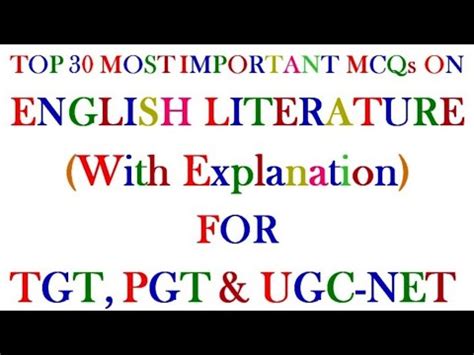 Mcqs On English Literature For Tgt Pgt Ugc Net Youtube