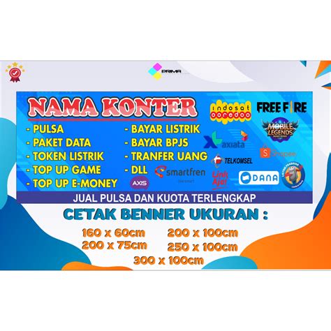 Jual SPANDUK BANNER KONTER PULSA CUSTOM Shopee Indonesia