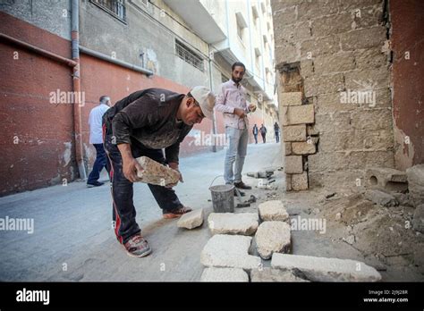 May 22 2022 Gaza City The Gaza Strip Palestine Palestinian Workers