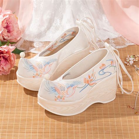 Cheongsam Hanfu Sapatos Bordados De Salto Alto Estilo Chin S Antiga