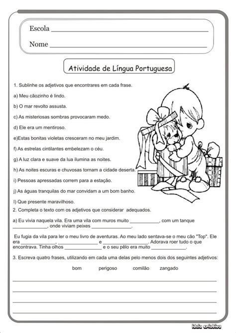 Atividades Sobre Adjetivos Para Imprimir Mundinho Da Criança