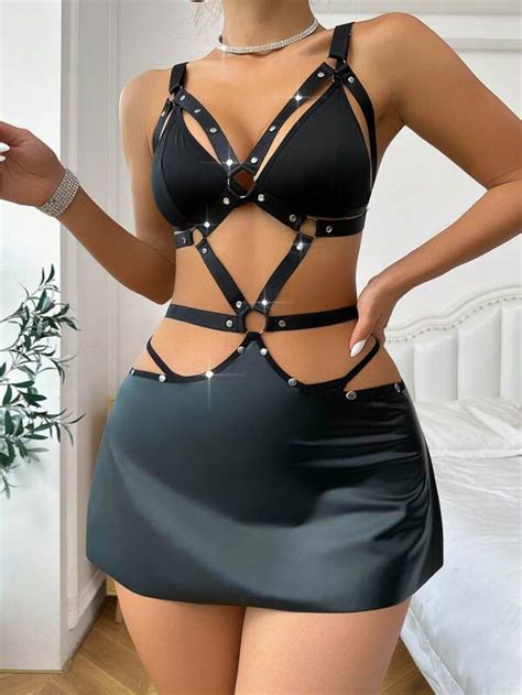 Ensemble De Lingerie Lien Anneau Clout Harnais Mode En Ligne