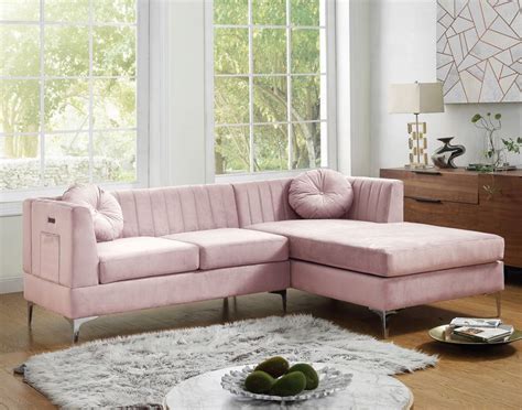 Destino Pink Velvet Modern Sectional