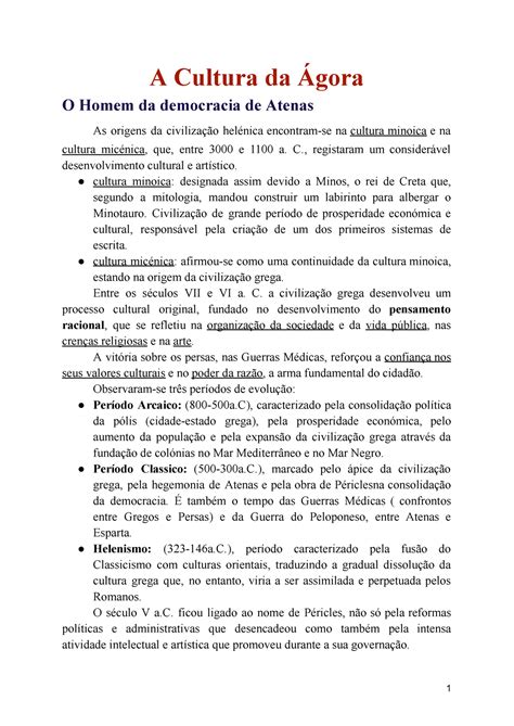 Hca Resumo Hguicindicninsn A Cultura Da Gora O Homem Da Democracia