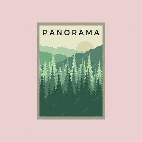 Premium Vector Panorama Vintage Poster Illustration Design Mountain