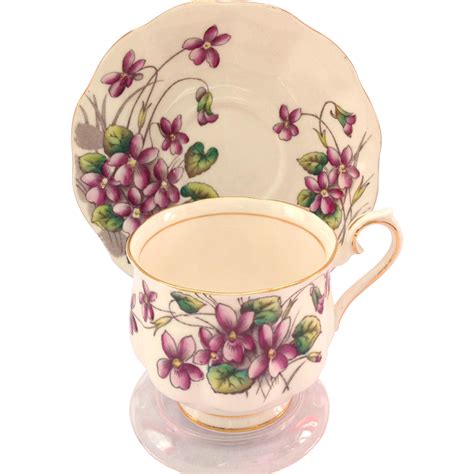 Dainty Violets For February Decorate This Bone China Teacup And Saucer