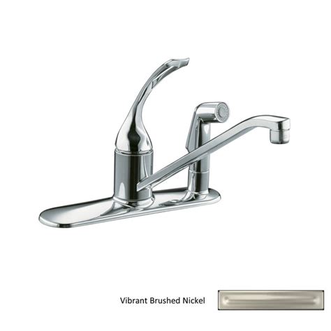 Kohler Coralais Vibrant Brushed Nickel Single Handle Low Arc Kitchen Faucet With Sprayer Deck