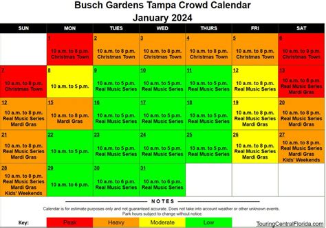 Busch Gardens Tampa Crowd Calendar Touring Central Florida