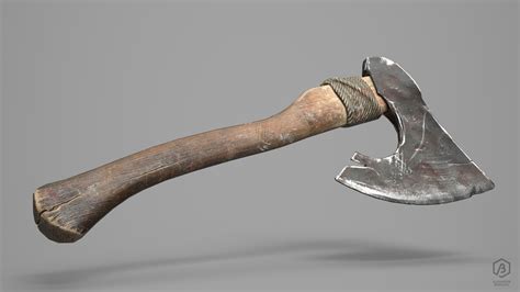 3D model Game Ready Aged Wooden Axe VR / AR / low-poly | CGTrader