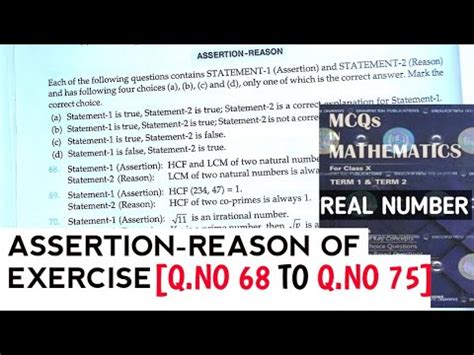 RD SHARMA CLASS 10 ASSERTION REASON OF EXERCISE Q NO 68 TO Q NO 75