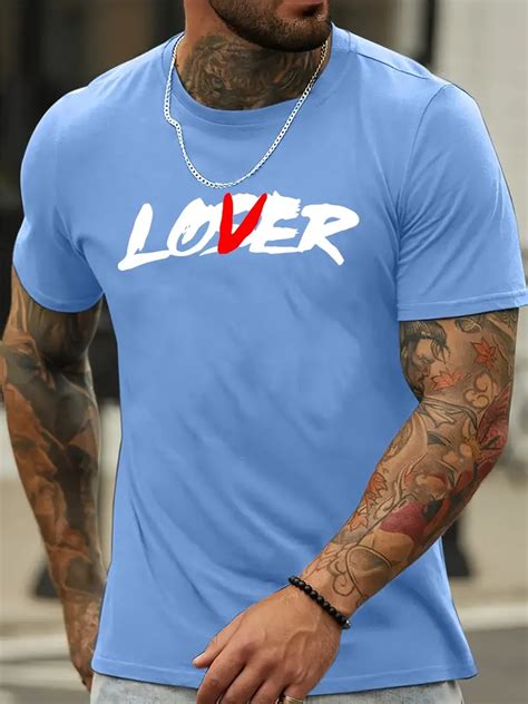 Lover Loser Letter Graphic Print Mens Creative Top Casual Temu Canada