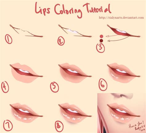 Lips Coloring Tutorial By Rialynkv Digital Painting Tutorials Digital