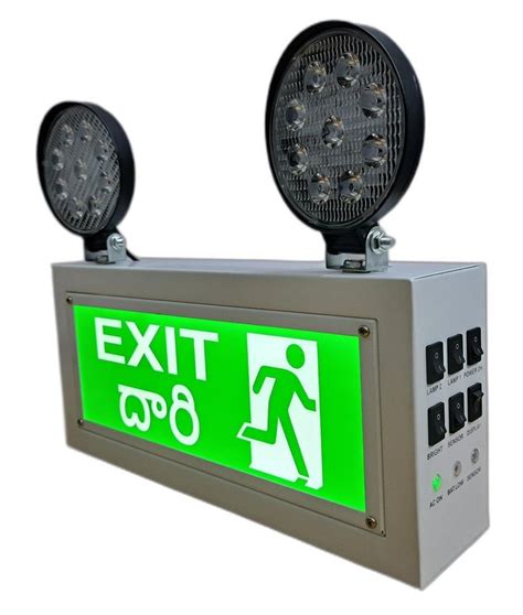 White Industrial Emergency Light With Exit Sign Cabinet Fabricated