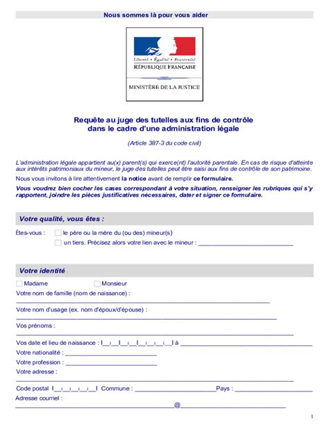 Fillable Online Notice Requte Au Juge Des Tutelles Aux Fins D