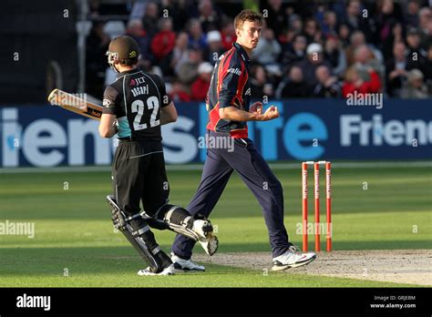 Reece Topley Of Essex Celebrates The Wicket Of Zafar Ansari Essex