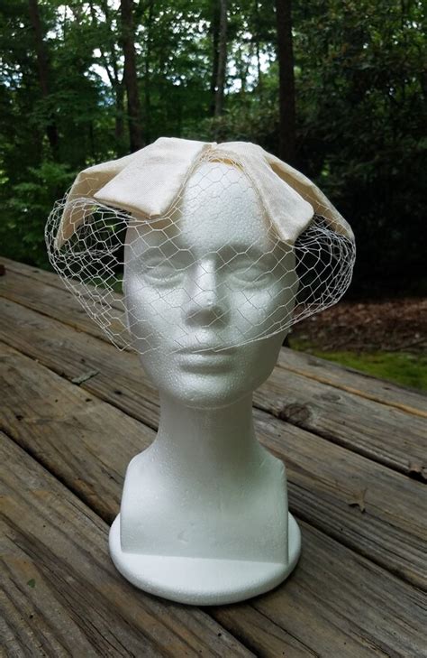 Vintage Women S Fascinator Cream Netting Hat Gem