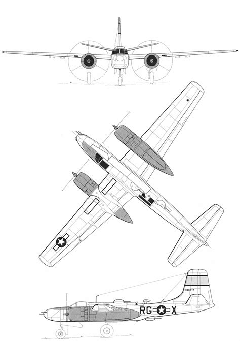 Douglas A-26 Invader Blueprint - Download free blueprint for 3D modeling