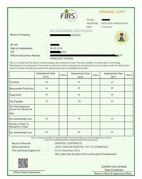 Tax Clearance Certificate Now Available In “one Click” Says Firs Applesbite International