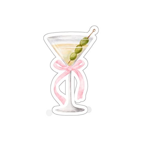 Coquette Martini Glass Sticker Water Bottle Sticker Martini Pink Bow