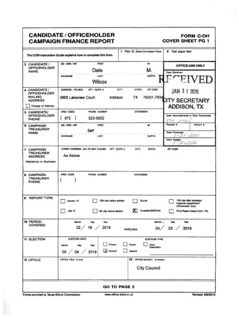 Fillable Online Filer Id Ethics Commission Filers The C Oh Uc