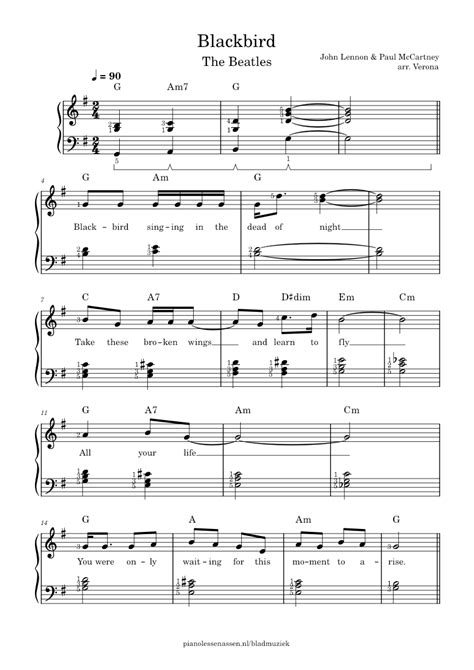 Blackbird Sheet Music For Piano Solo Easy