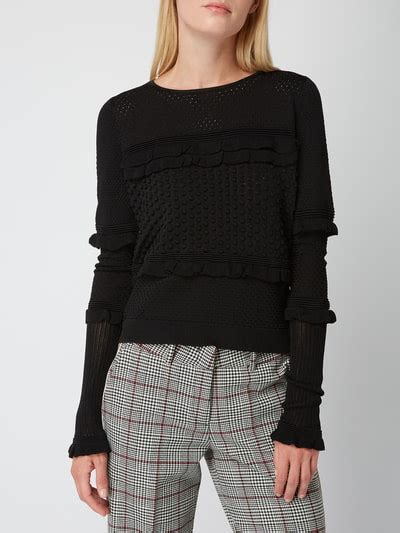 Joseph Janard Pullover Mit Lochmuster Und Volantbesatz Black Online