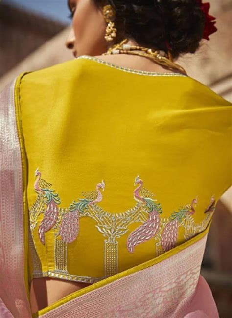 Buy Modern Taffy Pink Art Silk Saree With Lemon Yellow Border Online In